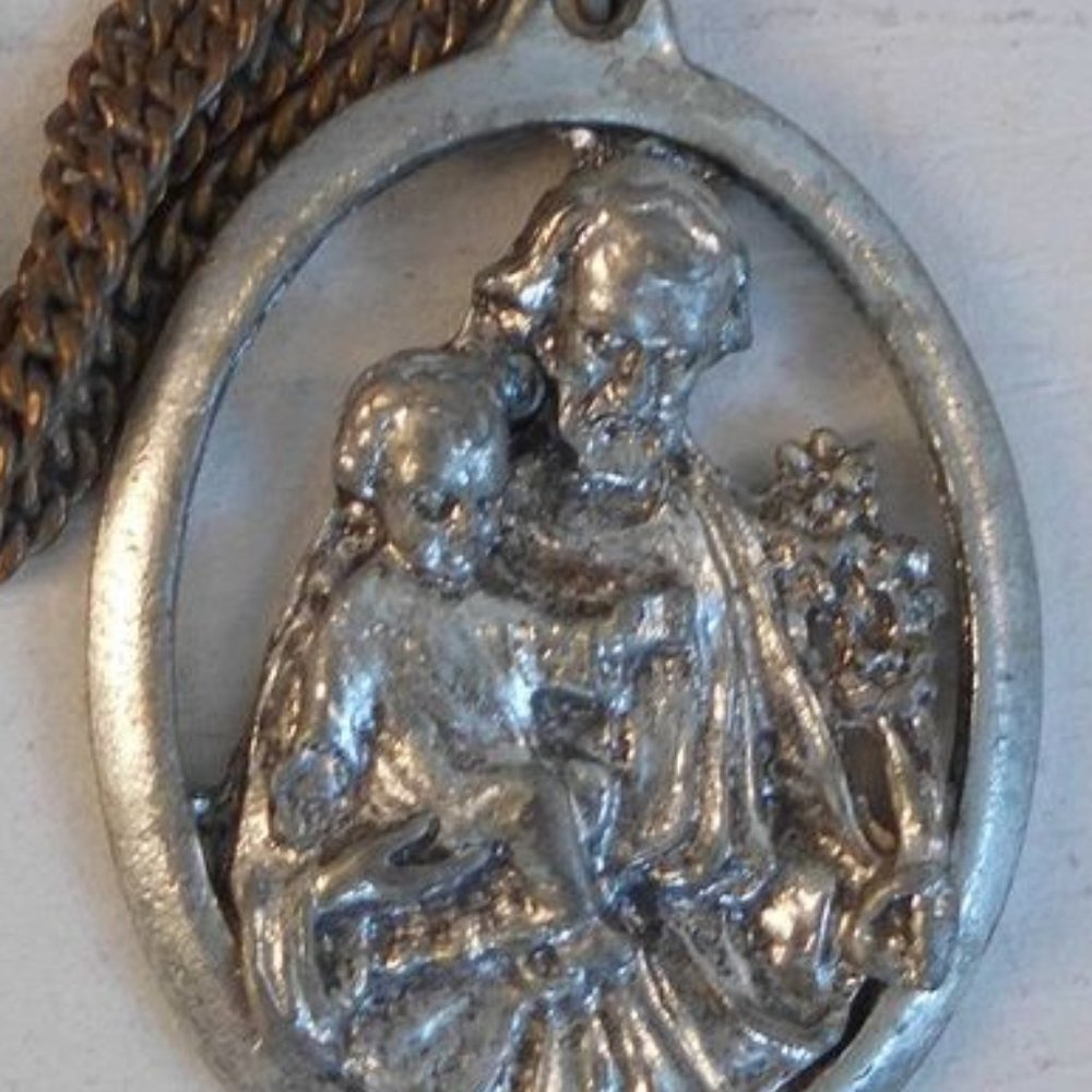 Vintage Joseph and Baby Jesus Pendant Catholic